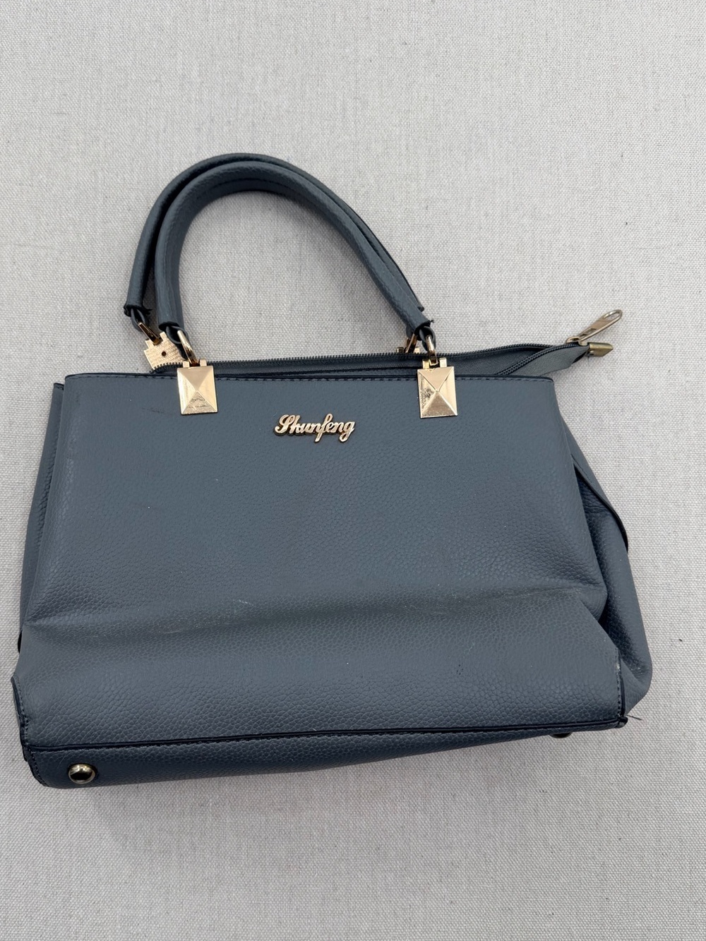 Women's Satchel Bag in Slate Gray with Gold Hardware